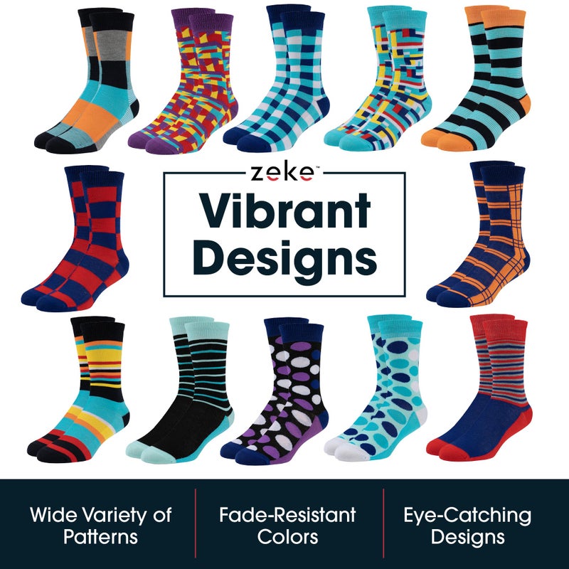 ZEKE Funny Dress Socks for Men - Funky Mens Crazy Socks - Cool Colorful Patterned Fun Socks for Men (Variation S, 6-12) - Image 5